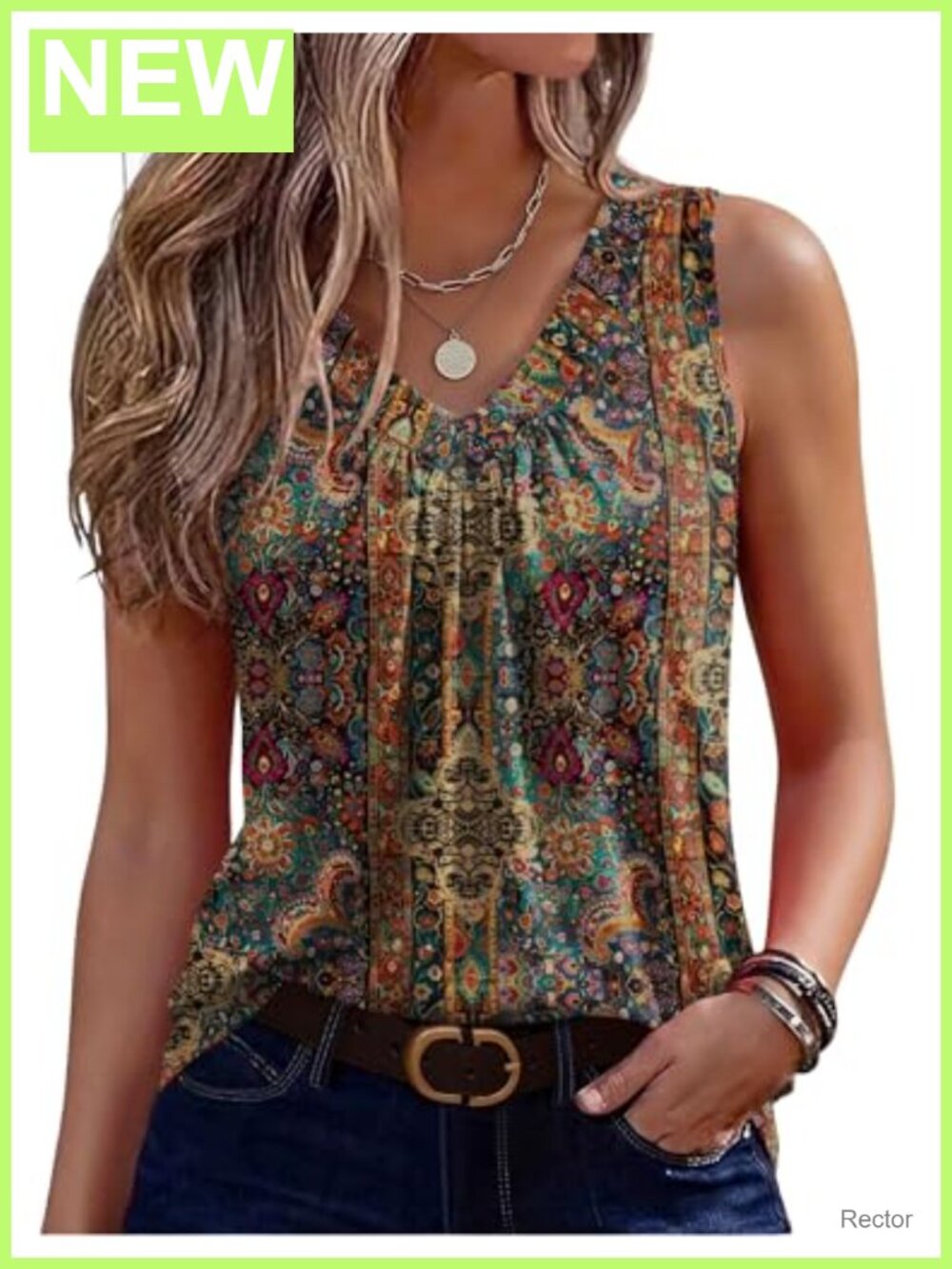 Women's Pleated V-Neck Sleeveless Tank Top Summer Casual Blouse